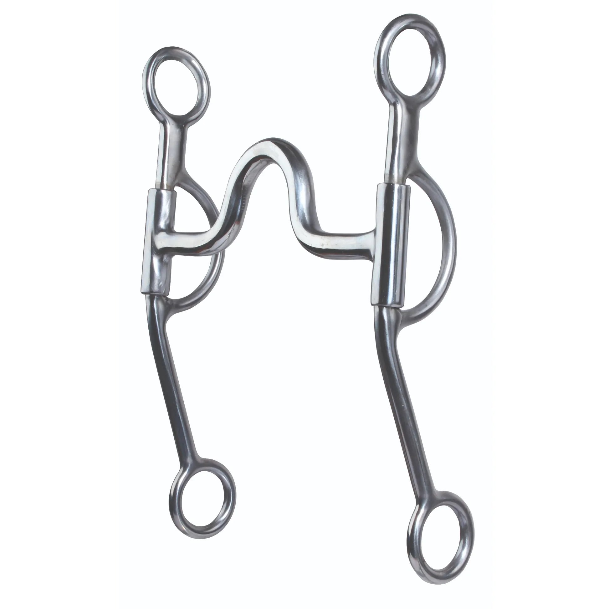 Pros Choice Loomis Medium Port Silver 8 1/2In western horse bit. This polished silver stainless steel bit features a medium port mouthpiece for tongue relief and long 8.5-inch shanks for precise leverage. The loose cheek design enhances communication between horse and rider. Ideal for western performance, training, or ranch work. High-quality equestrian tack for professional and amateur riders alike.