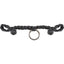 Rattler Jerkline Bit Hobble in black, featuring a heavy-duty braided nylon rope construction for durability. This equestrian tack essential includes a sturdy silver metal O-ring at the center and knotted loops on each end for secure bit attachment. Ideal for horse training and improving bit stability, this high-quality jerkline hobble is a must-have for professional trainers and horse enthusiasts looking for reliable, long-lasting gear.