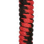 Red and black braided keychain with a gold clasp on a white background