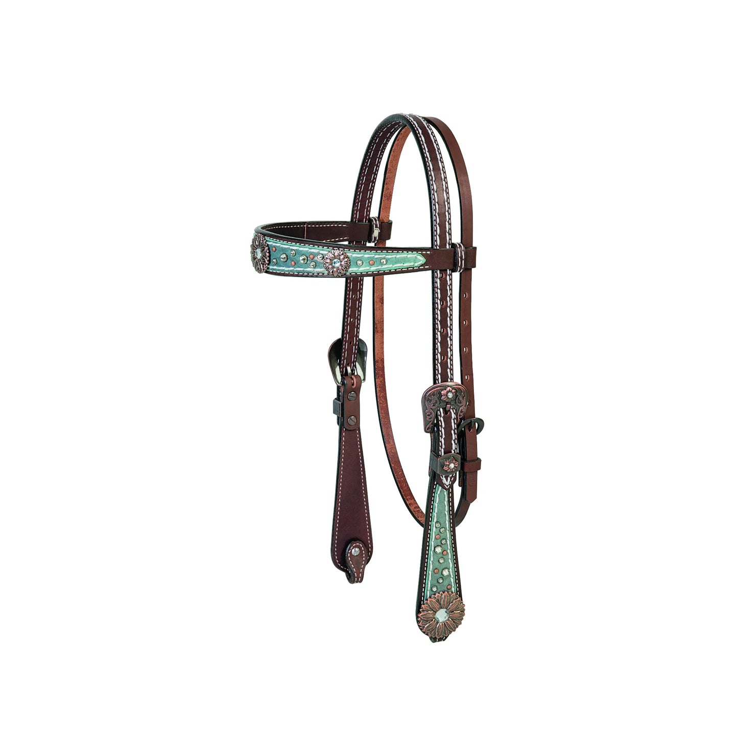 Weaver Savannah Browband Headstall - Turquoise Crystal Accent