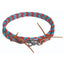Professional's Choice Schutz Poly Roper Reins featuring a vibrant red, turquoise, and grey braided rope design. These 3/8" x 8' horse reins include premium brown leather water loops with decorative ties and durable metal swivel snap clips. A stylish and functional choice for Western riding, roping, and trail, this high-quality equestrian tack is designed for both performance and comfort.