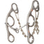 Sherry Cervi Lifesaver Snaffle Gag Bit with a short shank design, crafted from durable stainless steel. This professional three-piece Western horse bit features a center O-ring lifesaver mouthpiece and a matching curb chain. Ideal for barrel racing and training, it provides refined control and leverage. Sleek silver-toned finish with copper inlay accents, perfect for performance riders seeking quality and style.