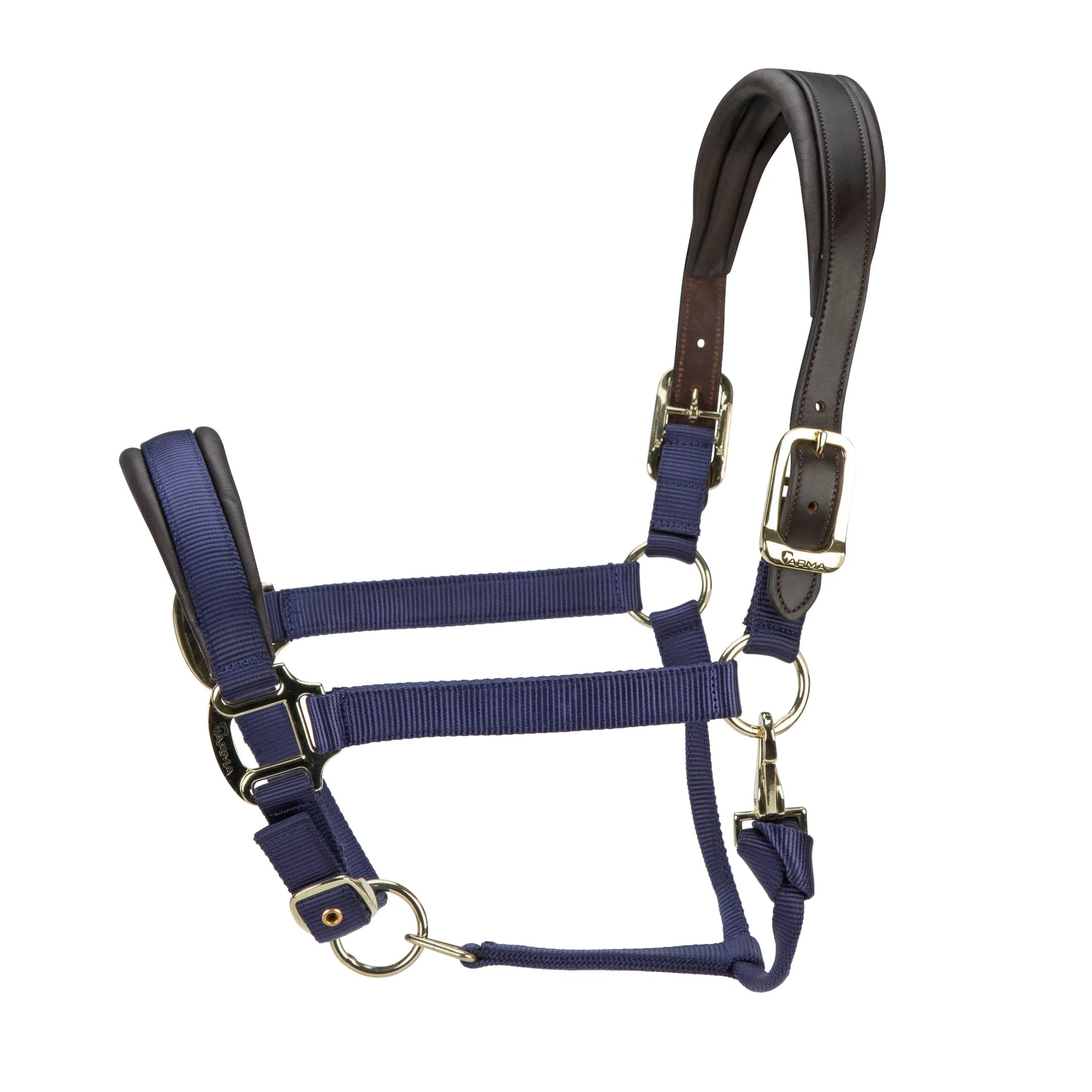 Shires Arma Premium Nylon Halter with Soft Leather Padding - Multiple Sizes 11214NVYFULL