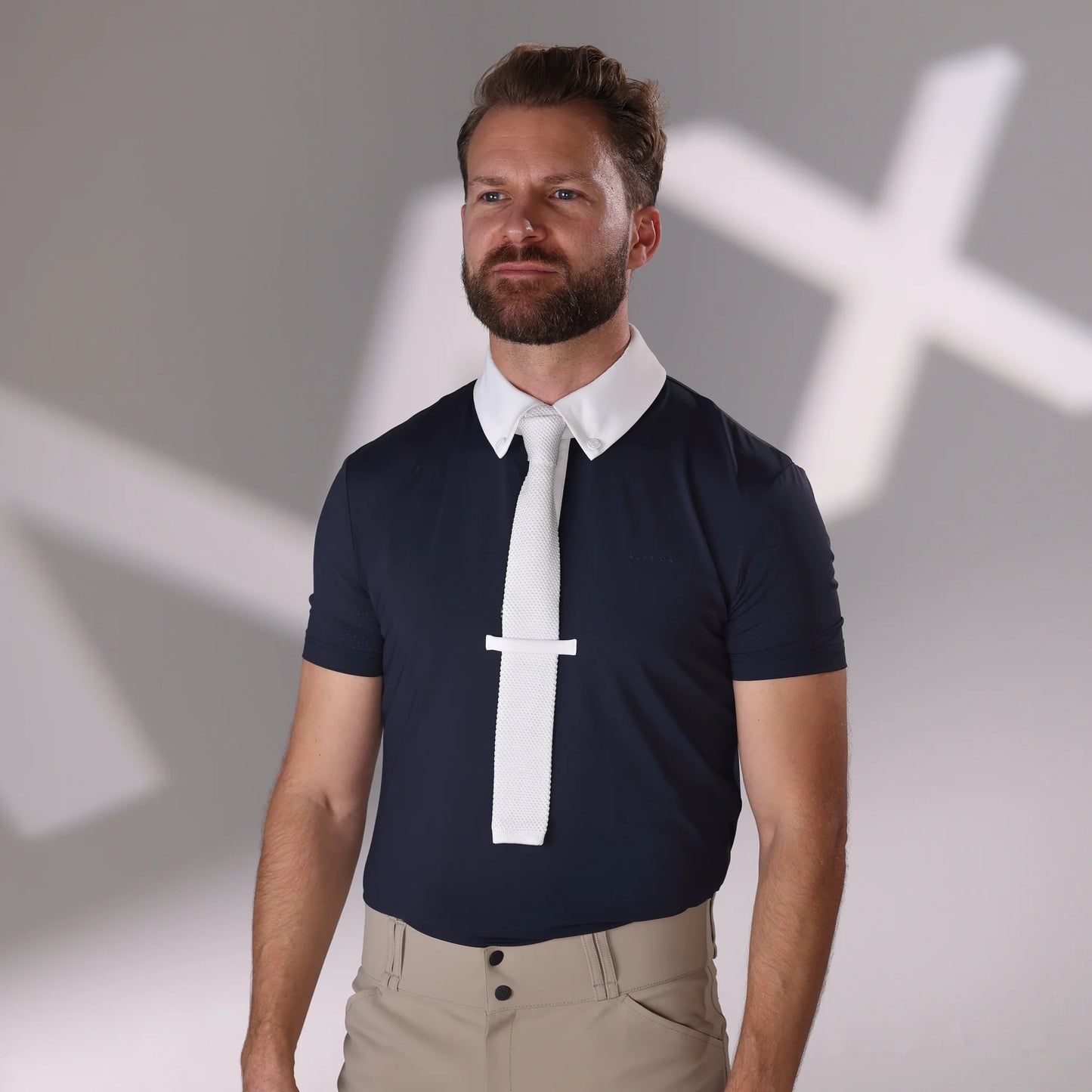 Shires Aubrion Optima MX Men's Zip-Front Show Shirt - Technical Performance Equestrian Riding Apparel