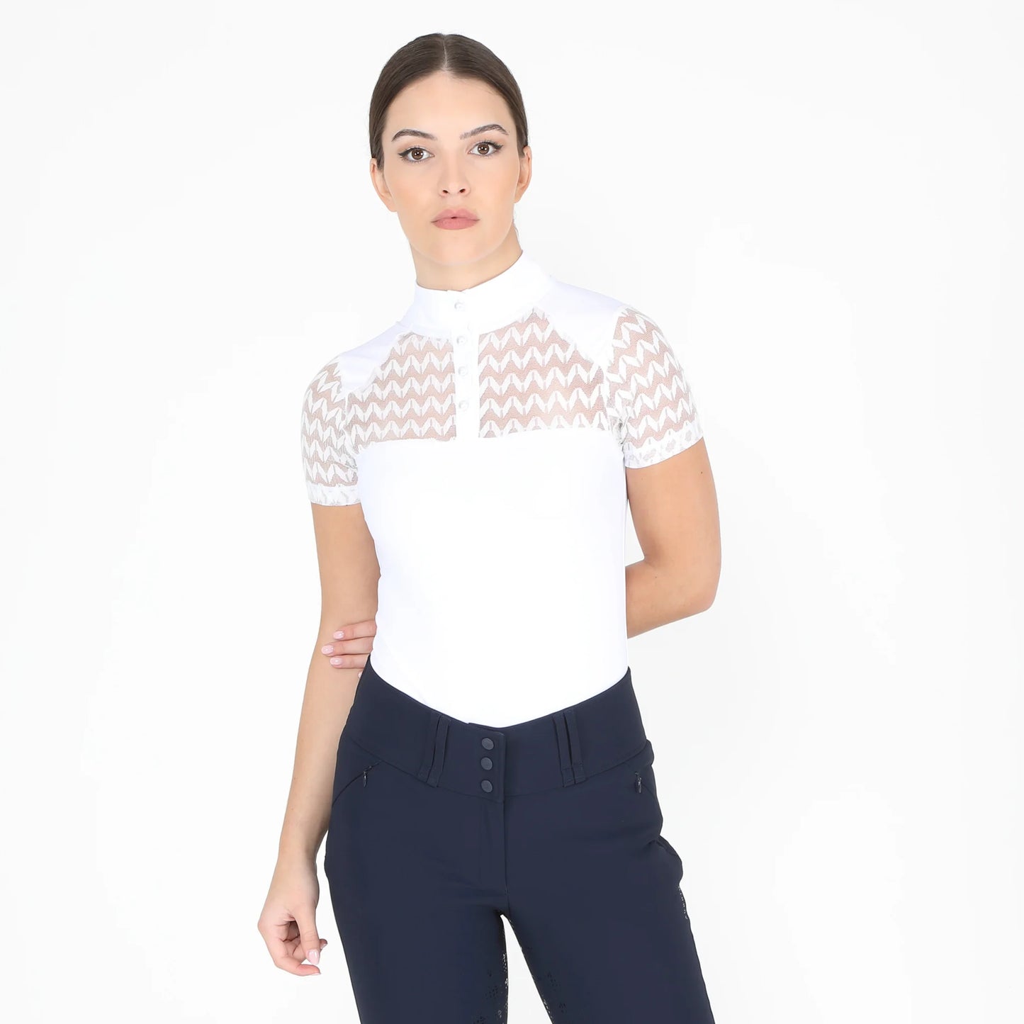 Shires Aubrion Optima Vx Performance Equestrian Show Shirt - White - Multiple Sizes