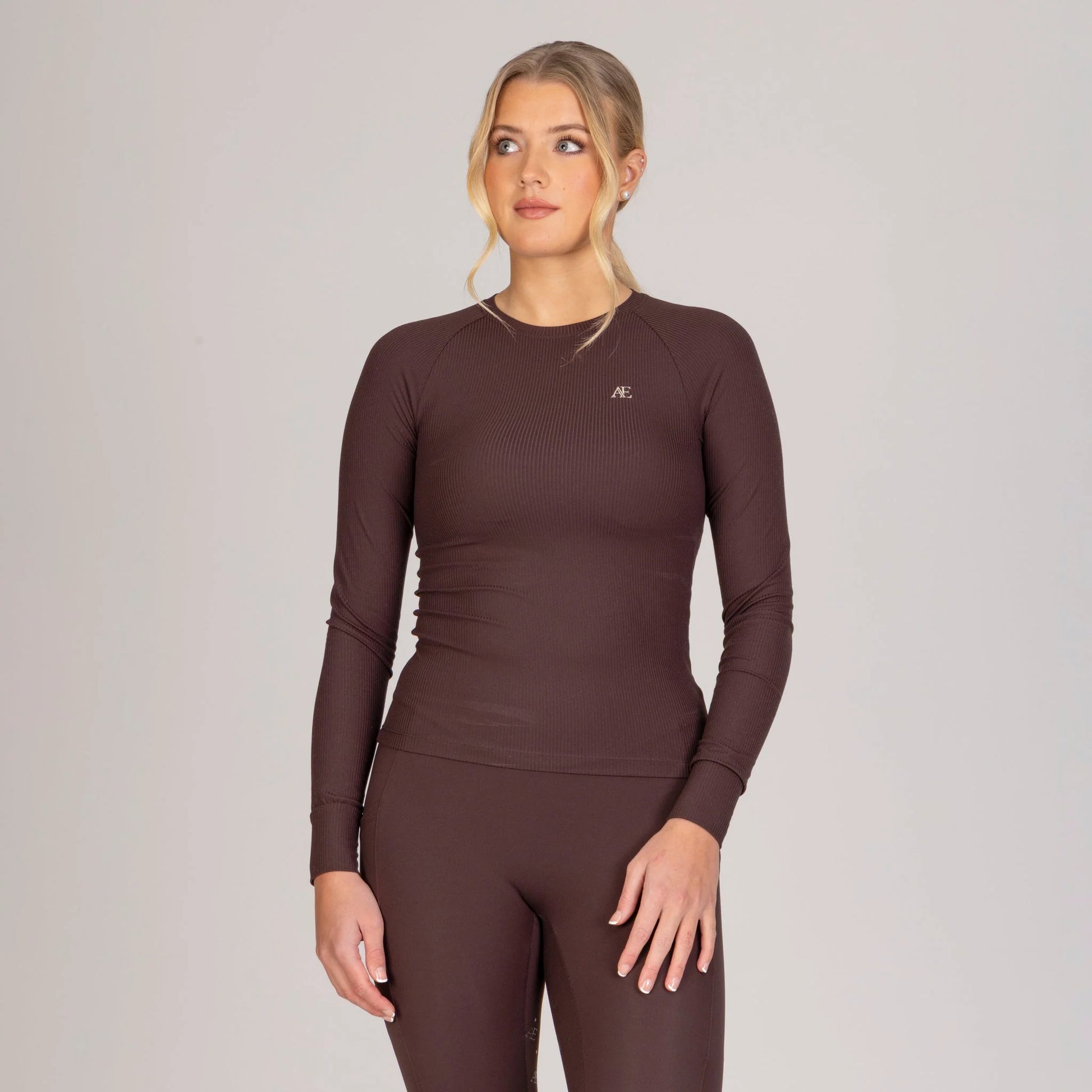 Shires Aubrion Ribbed Long Sleeve Equestrian Riding Top - Multiple Sizes