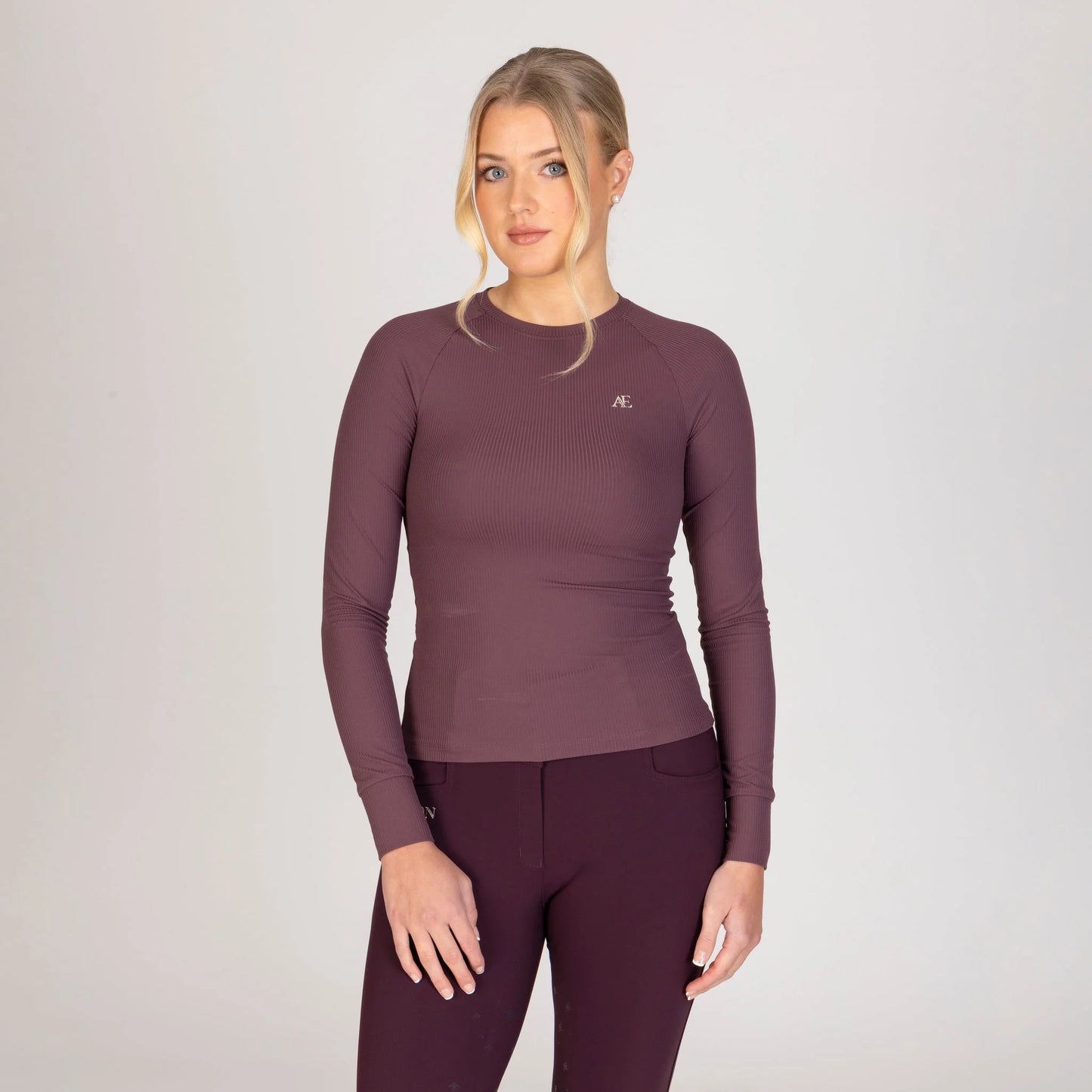 Shires Aubrion Ribbed Long Sleeve Equestrian Riding Top - Multiple Sizes