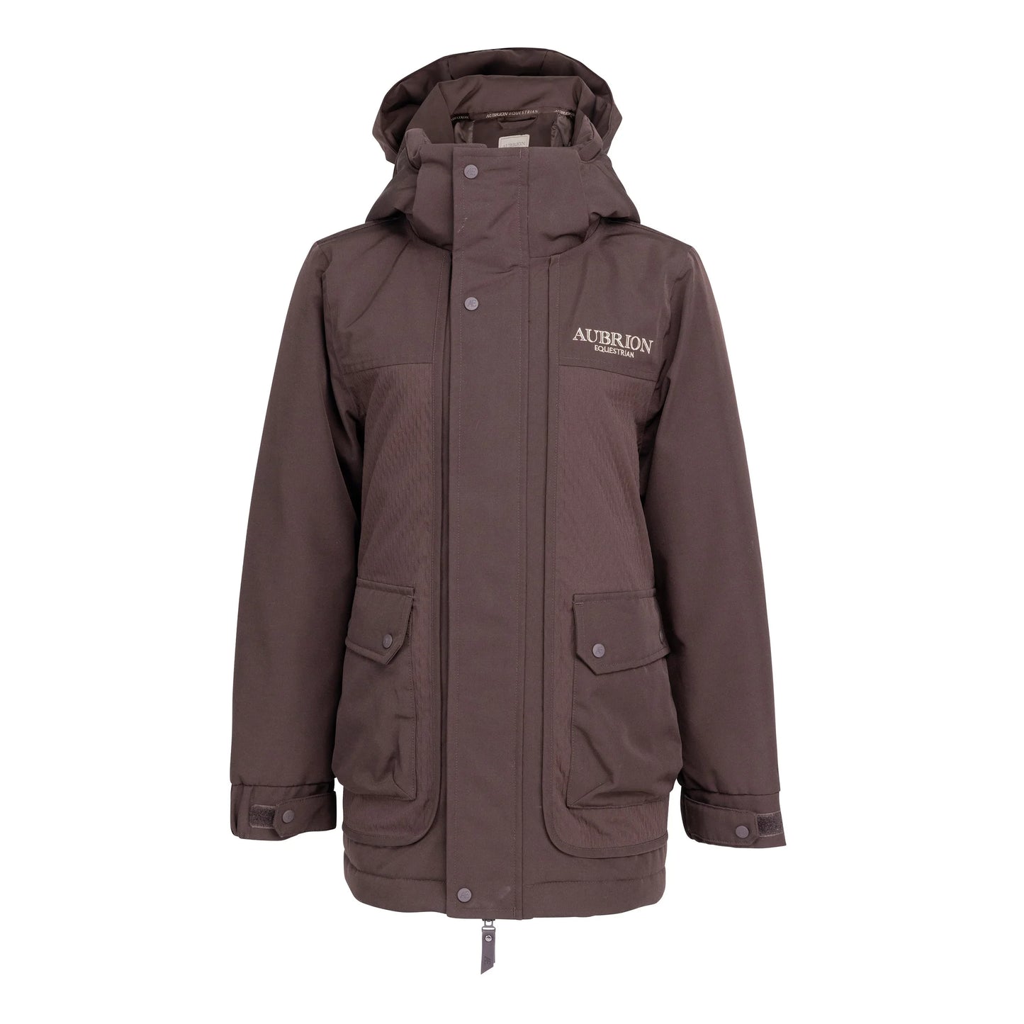 Shires Aubrion Young Rider Equestrian Winter Coat - Espresso - Warm Insulated Barn Jacket