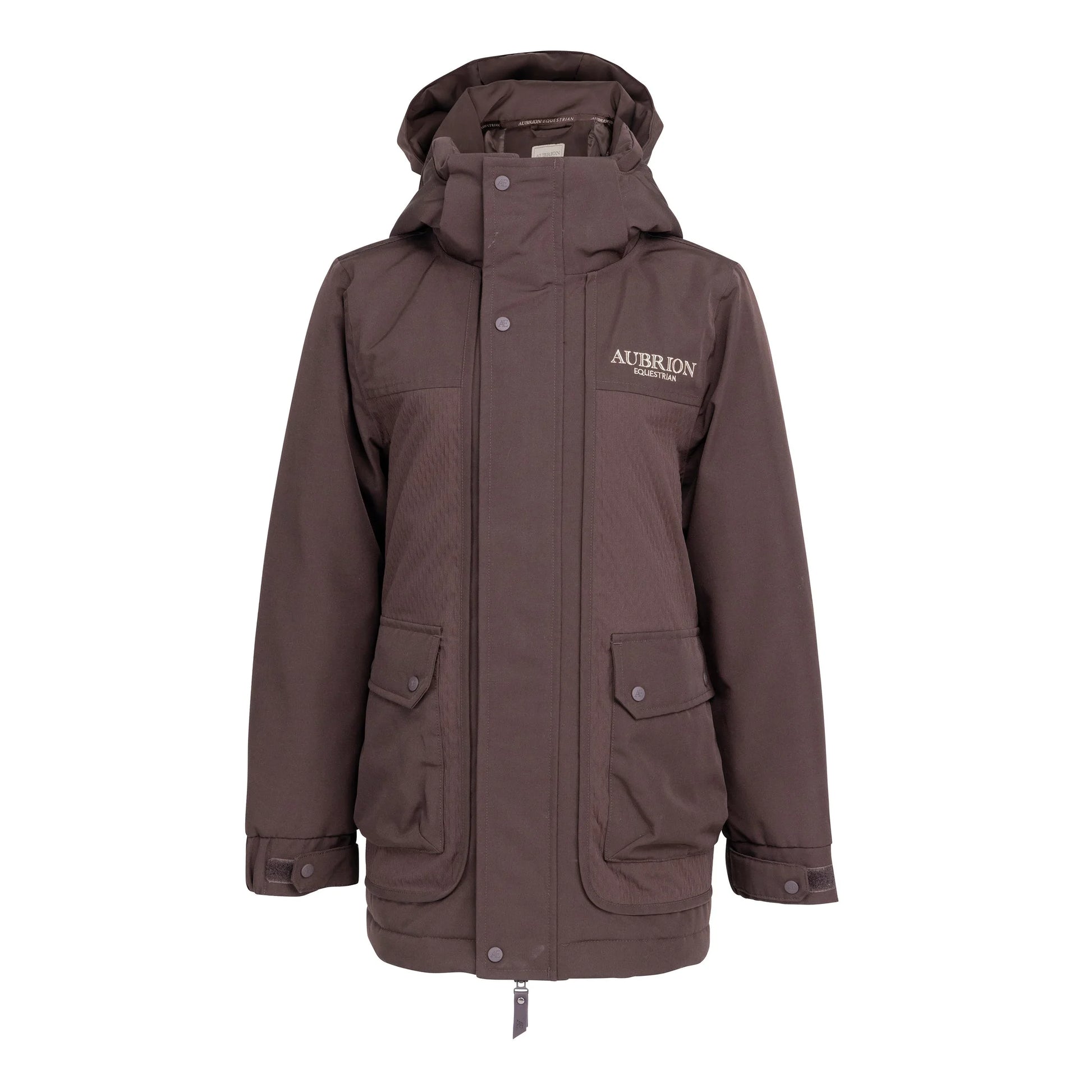 Shires Aubrion Young Rider Equestrian Winter Coat - Espresso - Warm Insulated Barn Jacket