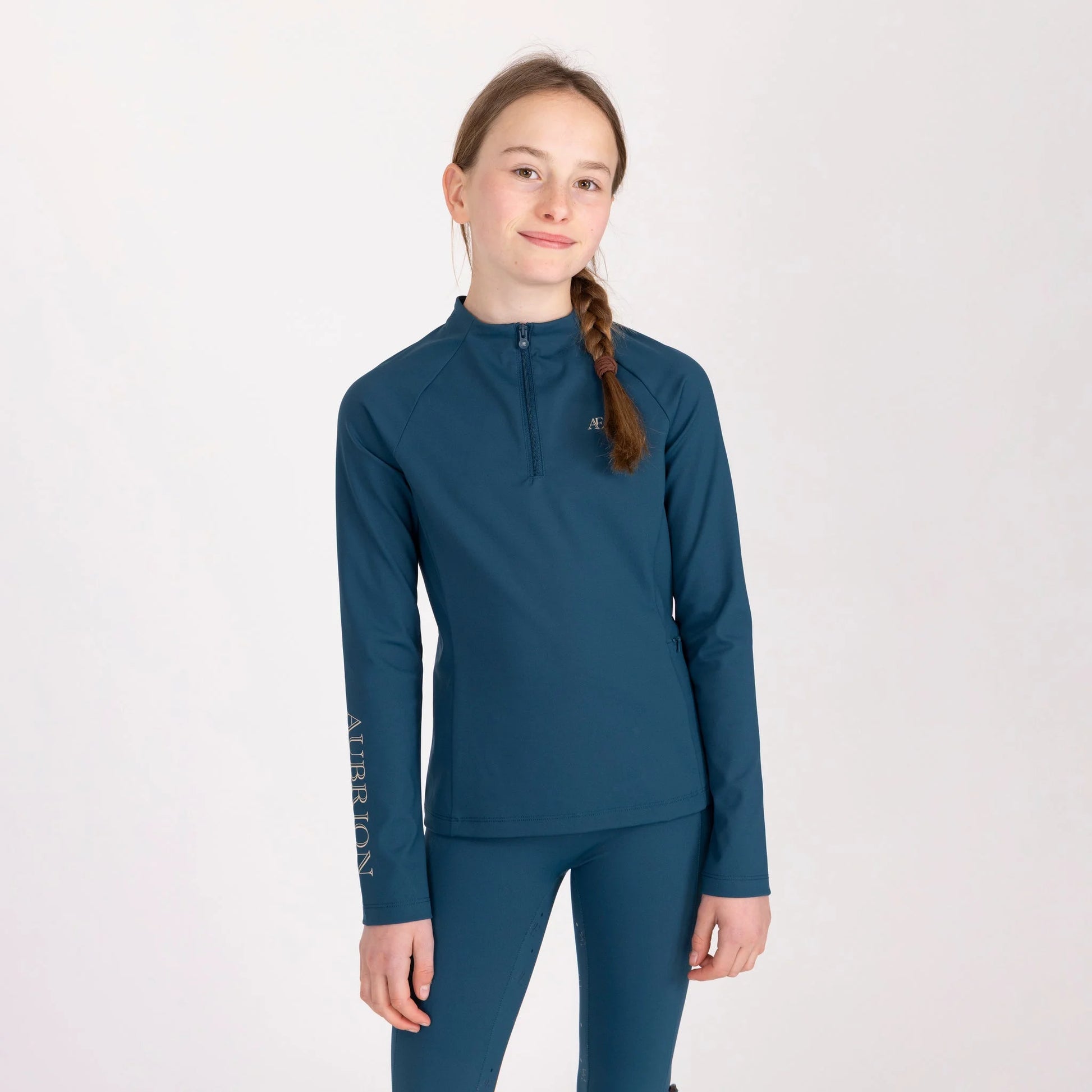 Shires Aubrion Young Rider Winter Long Sleeve Base Layer - Kids Equestrian Thermal Top