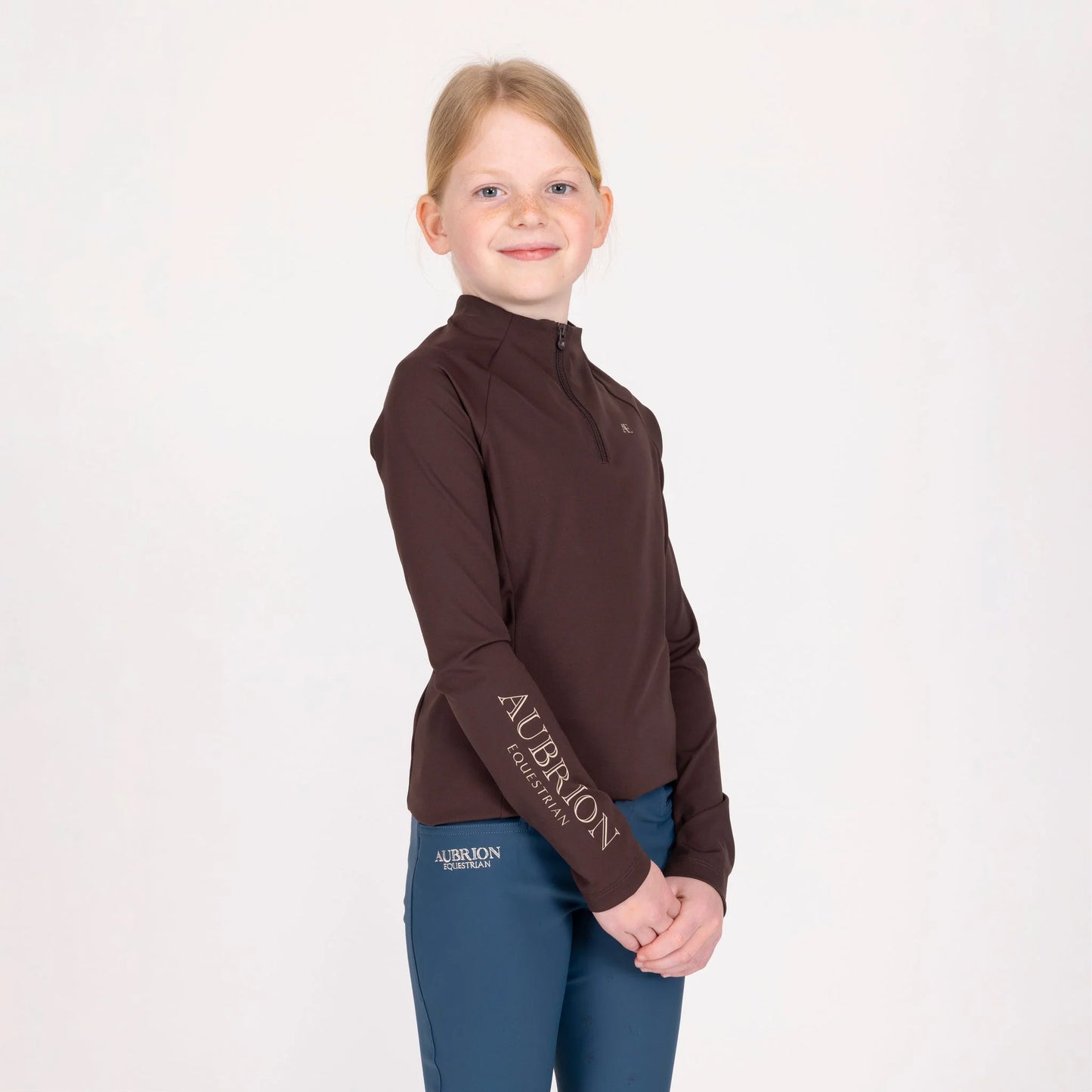 Shires Aubrion Young Rider Winter Long Sleeve Base Layer - Kids Equestrian Thermal Top