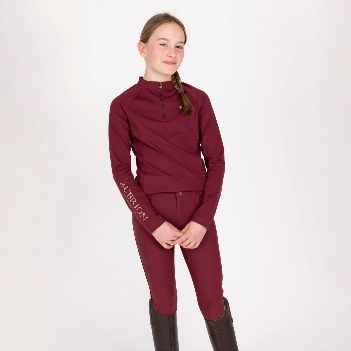 Shires Aubrion Young Rider Winter Long Sleeve Base Layer - Kids Equestrian Thermal Top