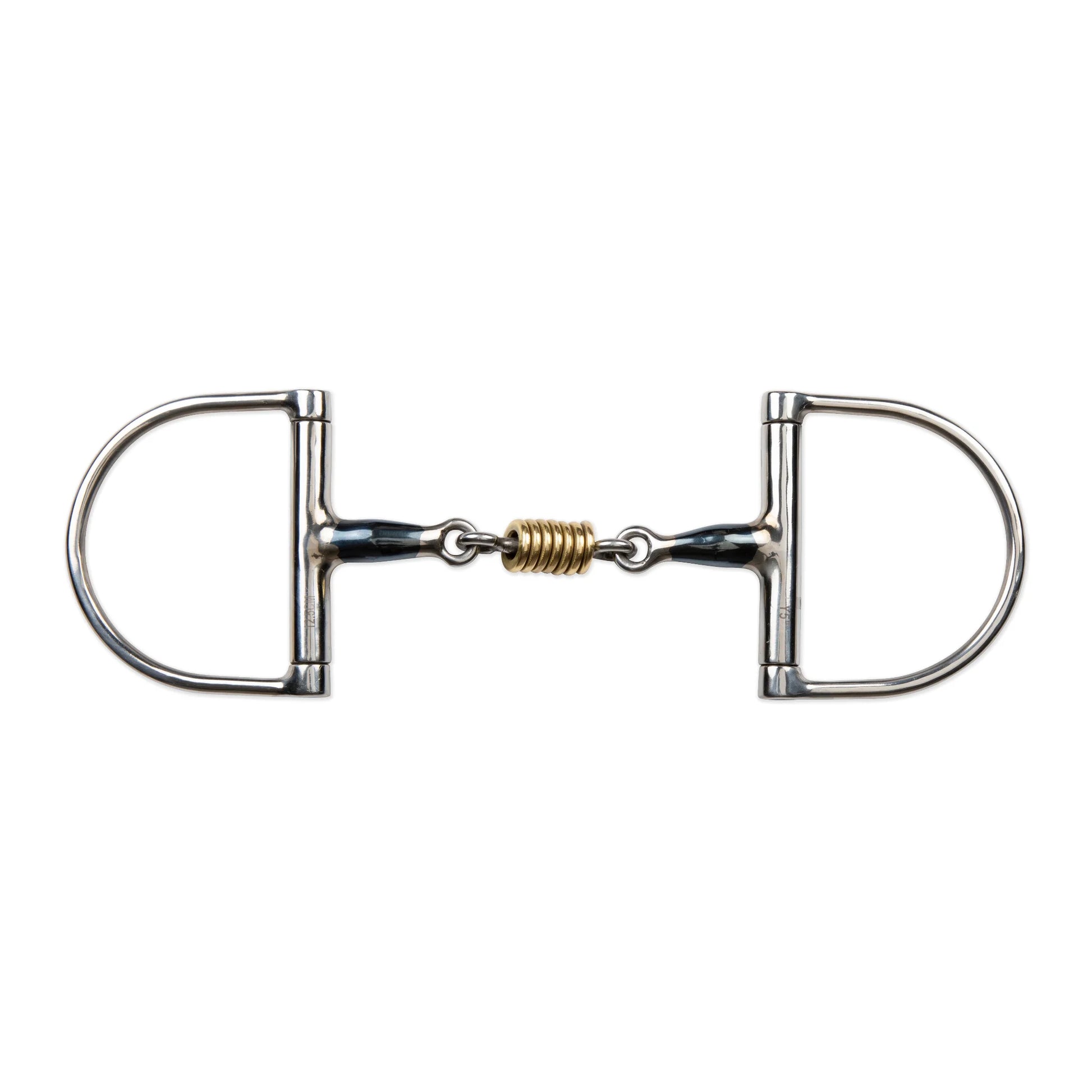 Shires Blue Sweet Iron Hunter Dee Horse Bit with Brass Roller - Sweet Iron Mouthpiece
