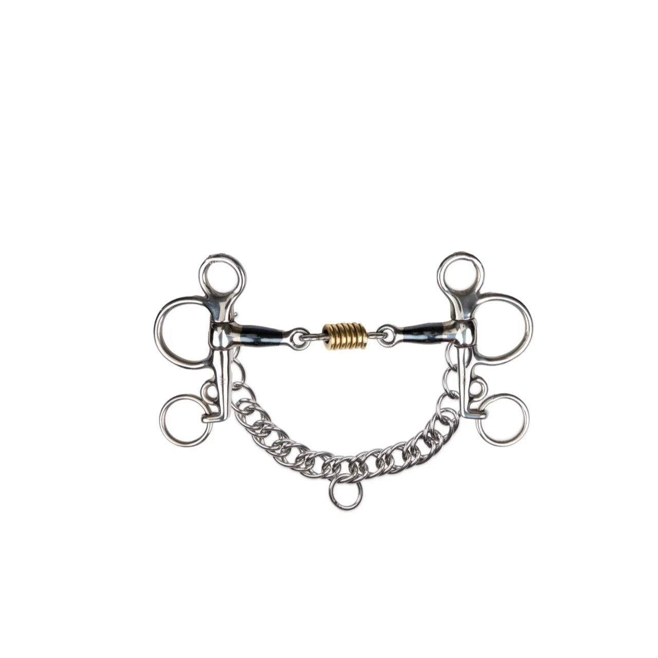Shires Blue Sweet Iron Tom Thumb Pelham Horse Bit - Brass Roller Mouthpiece - Equestrian