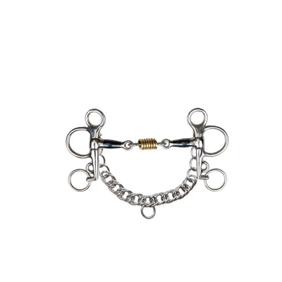 Shires Blue Sweet Iron Tom Thumb Pelham Horse Bit - Brass Roller Mouthpiece - Equestrian