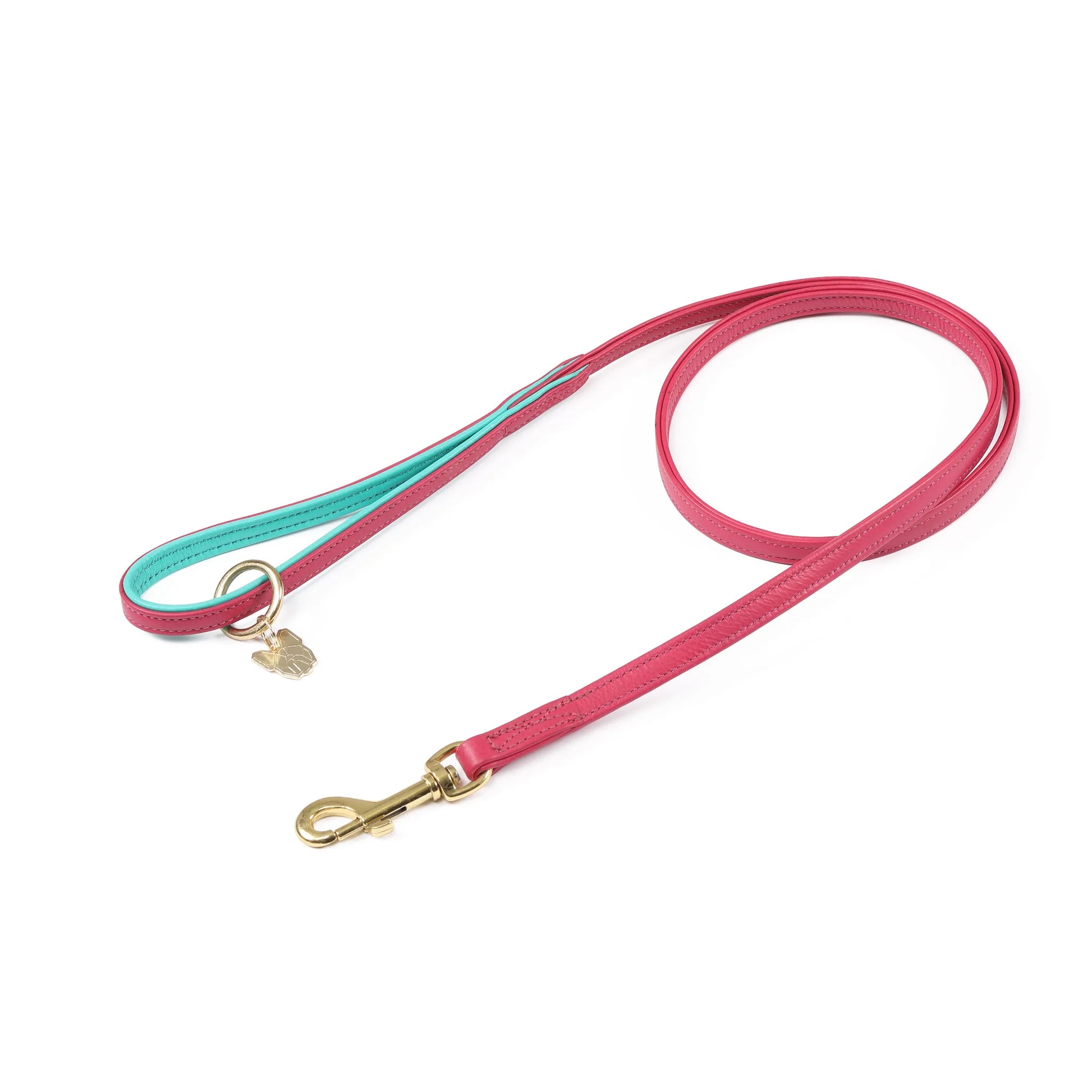 Shires Digby & Fox Padded Leather Dog Lead - Durable Premium Soft Padded Handle 6619PINK1.5CM