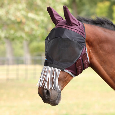 Shires Flyguard Pro Deluxe Fly Mask with Ears & Nose Fringe - Multiple Sizes