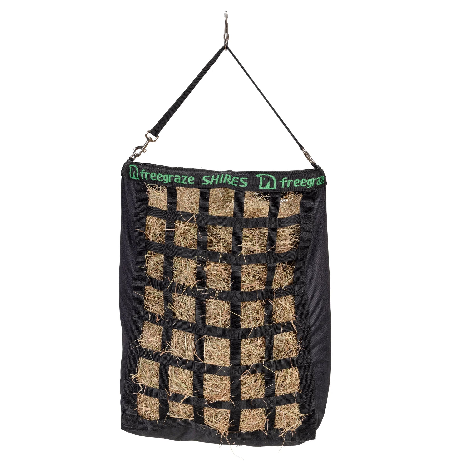 Shires Freegraze Deluxe Web Front Hay Bag - Durable Slow Feeder for Horses - Black 10880BLKL