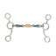 Shires Tom Thumb Horse Bit with Roller - Blue Sweet Iron Mouthpiece to Promote Salivation and Relaxation