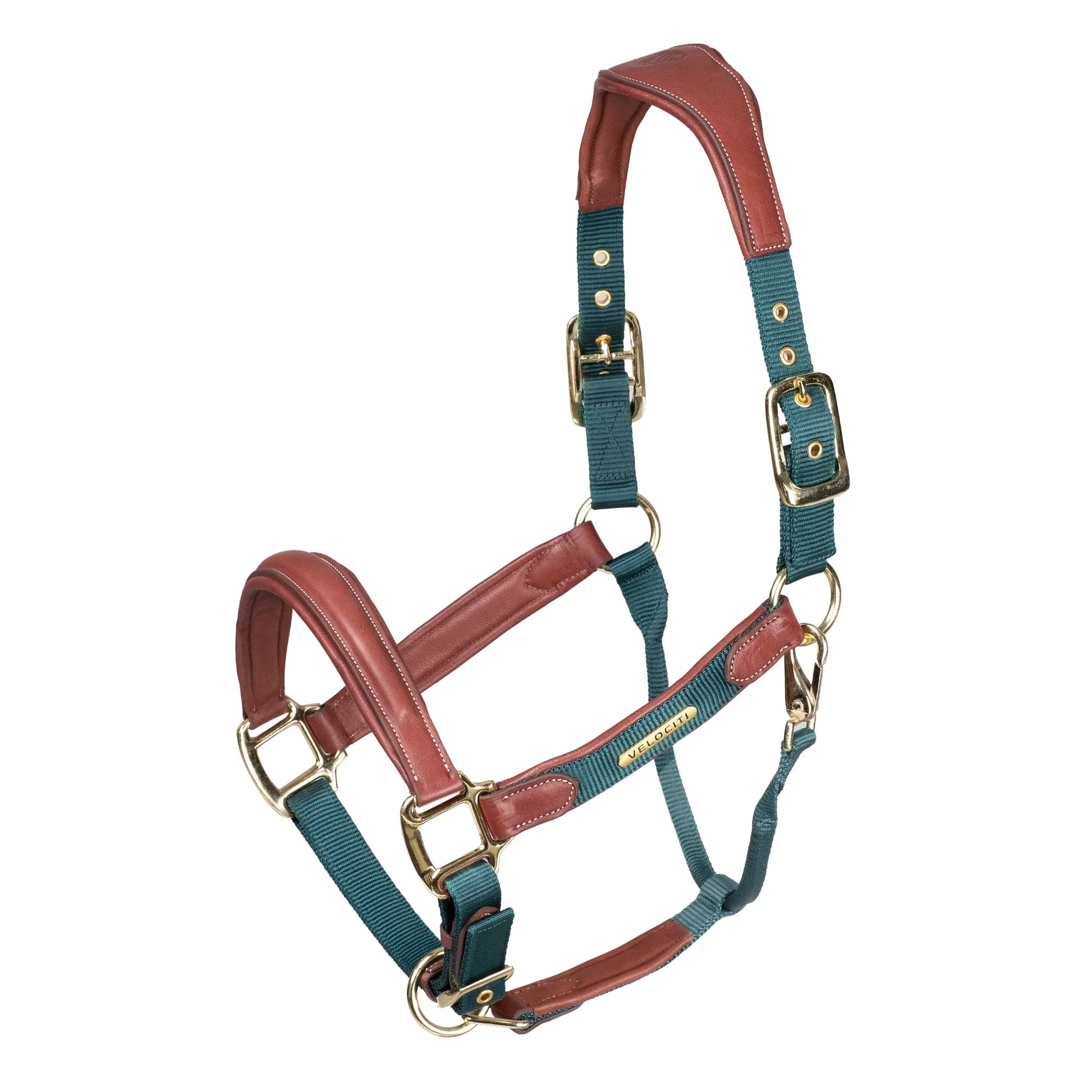 Shires Velociti Lusso Padded Leather Headcollar with Breakaway - Premium Padded Leather Horse Halter