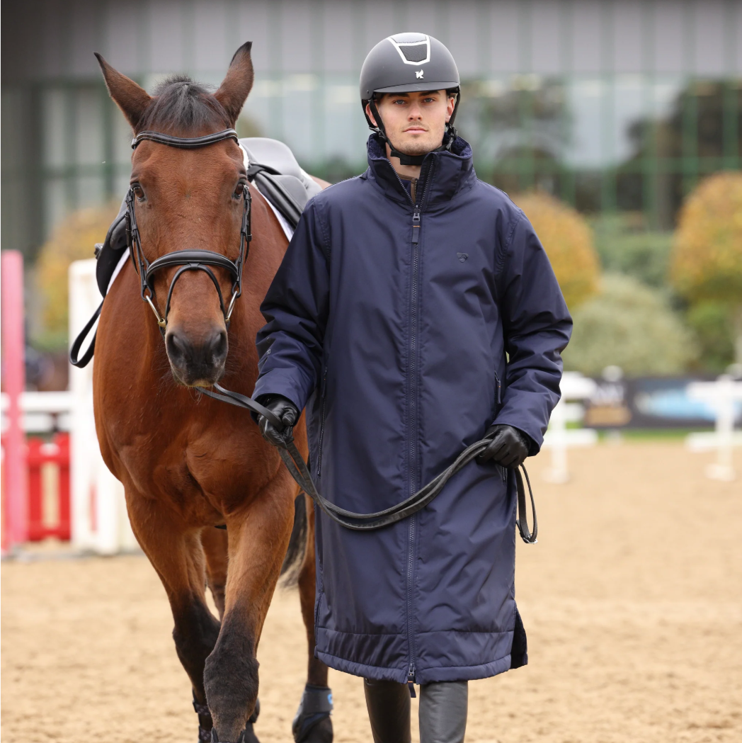 Shires Aubrion Core All Weather Waterproof Changing Robe - Size XS - Navy - Unisex Sherpa Lined Riding Coat - 5000mm