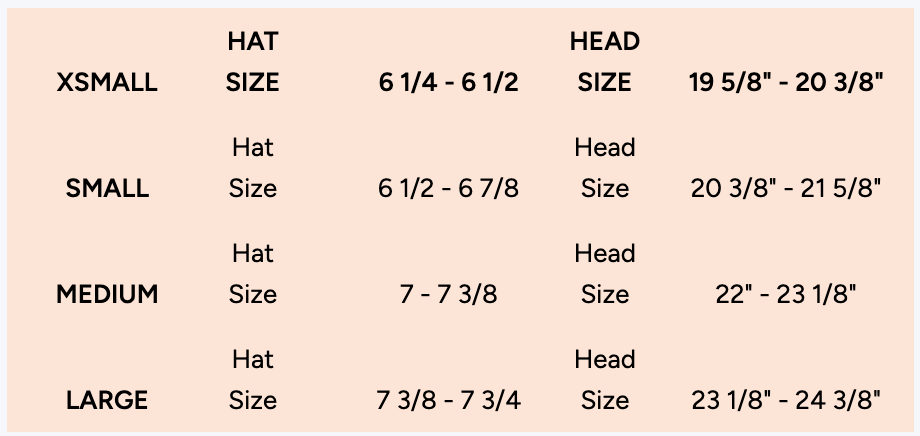 Size Chart - Click to enlarge