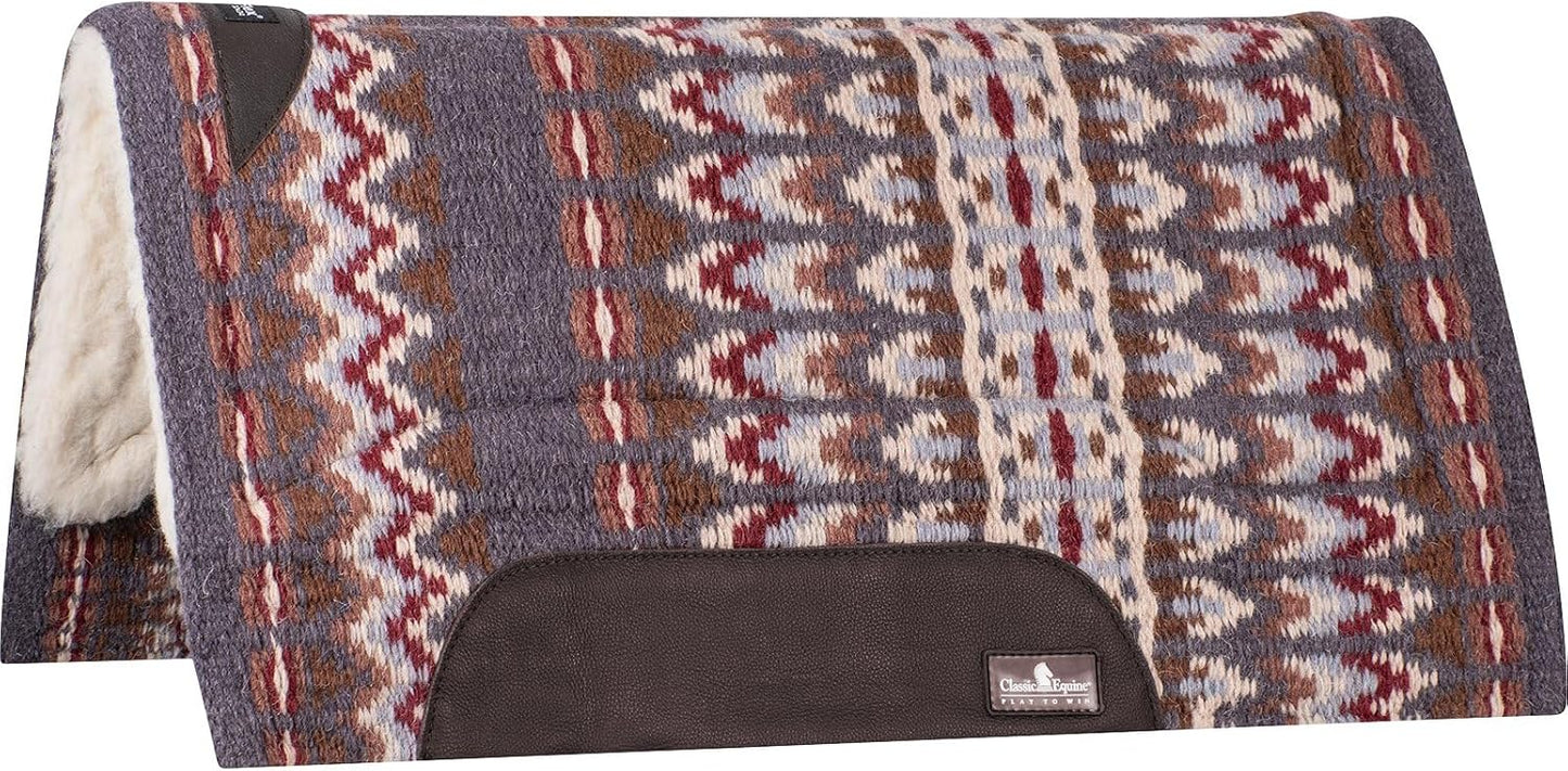 Classic Equine Sensorflex Wool Saddle Pad - 1" Heavy Wool Felt Center, Wool Fleece Bottom, 100% Wool Top