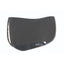 Professional's Choice SMx Air Ride CJ Square Barrel Pad in black, specifically designed for barrel racing. This high-performance western saddle pad features a contoured shape for a secure fit, shock-absorbing Air Ride technology, and a plush fleece lining for maximum horse comfort. Complete with durable black leather wear leathers and a USA-made flag tag, it’s the perfect choice for riders seeking stability and protection during intense performance.