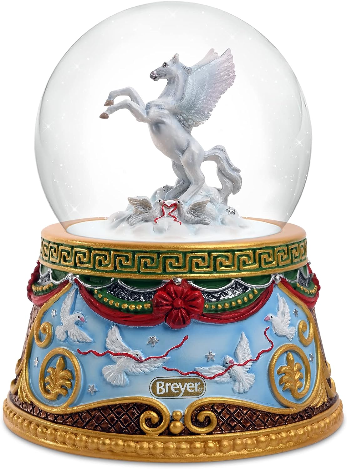 Breyer Horses 2023 Holiday Collection | Holiday Flight Snow Globe - Pegasus | 3.5" W x 5" H | Model #700244