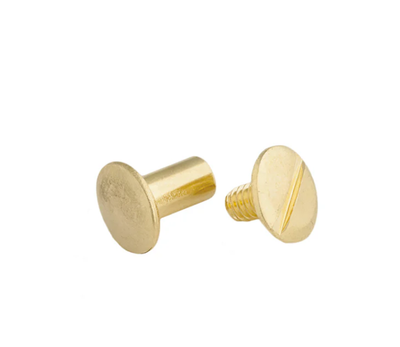 Chicago Screws Plain 100 Pieces - Nickel Plated Brass and Solid Brass Leather Binding