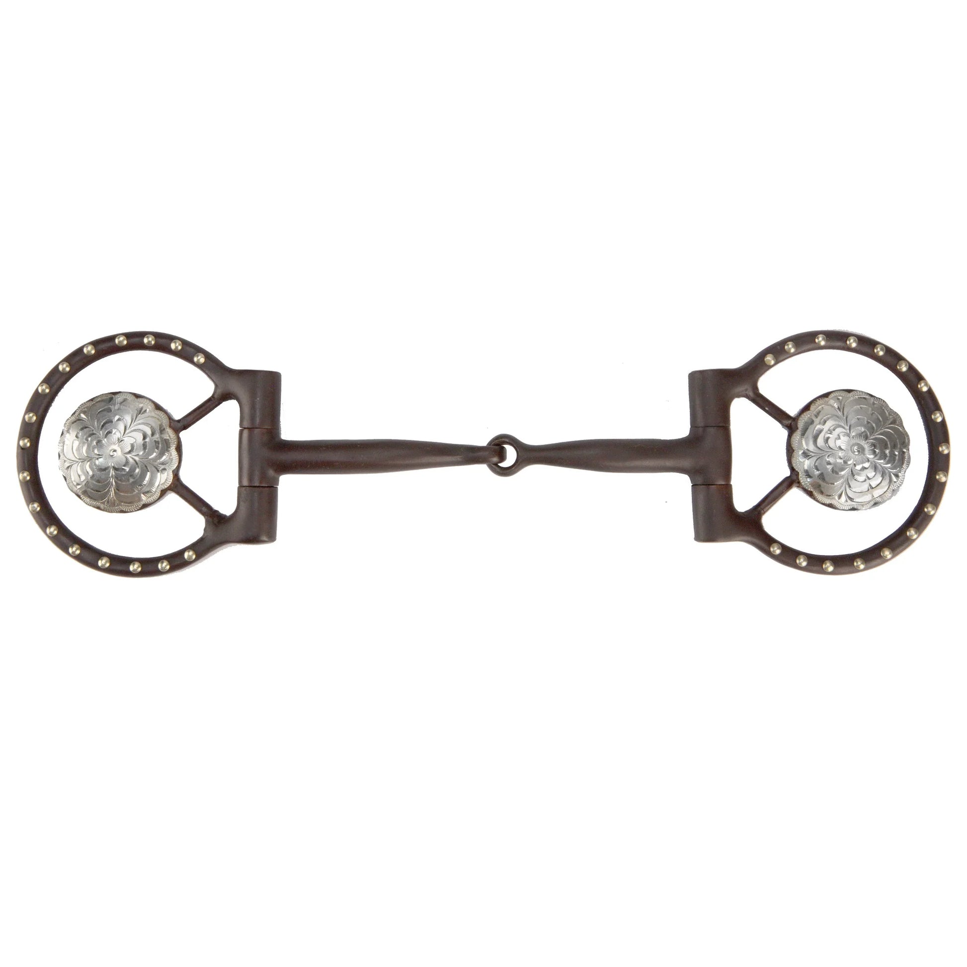 Toklat Wes 3 Offset Dee Snaffle Bit - Antique Brown with Floral Concho, 5" Mouthpiece