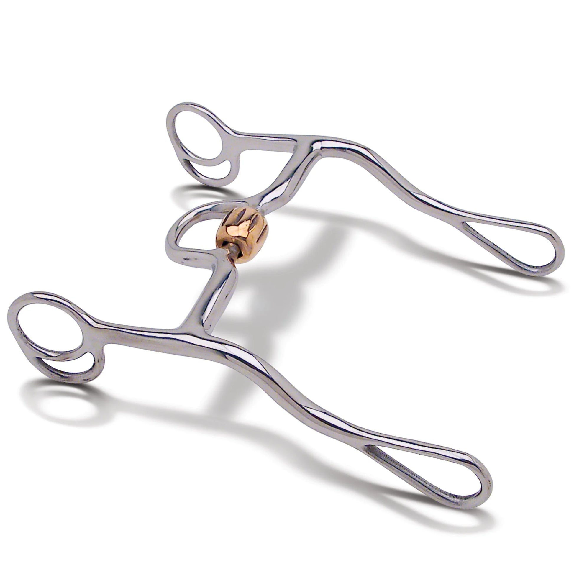 Toklat Wes 7 Shank Solid Curb Horse Bit with Copper Roller - 5" Mouthpiece