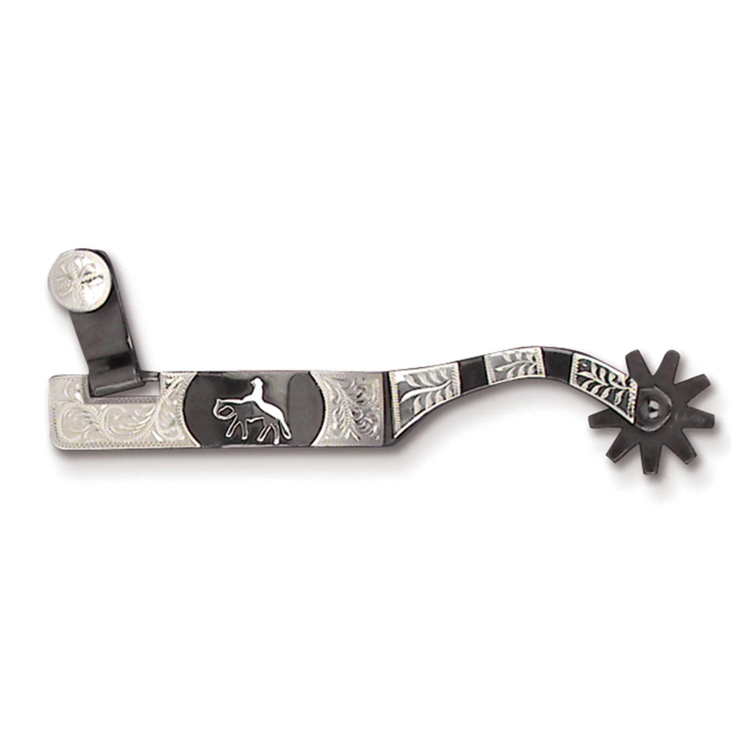 Toklat Women's Western Pleasure Spurs - Black Satin & German Silver Trim, 3/4" Band, 2 1/2" Shank