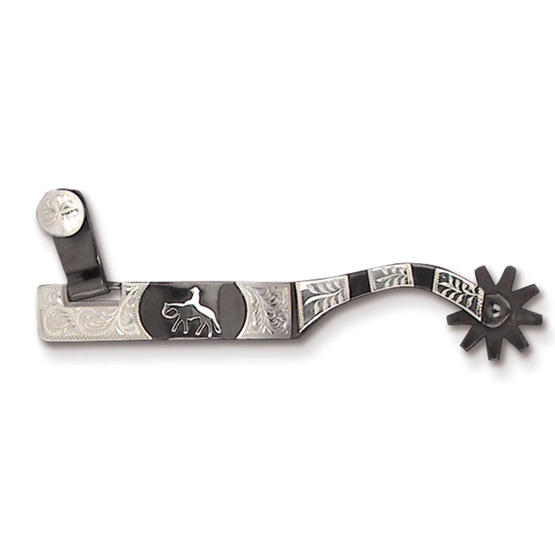Toklat Women's Western Pleasure Spurs - Black Satin & German Silver Trim, 3/4" Band, 2 1/2" Shank