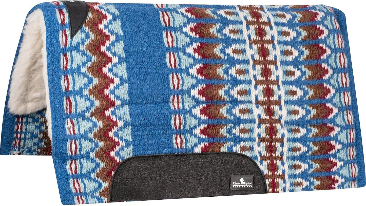Classic Equine Sensorflex Wool Saddle Pad - 1" Heavy Wool Felt Center, Wool Fleece Bottom, 100% Wool Top