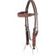 Cashel Beaded Turquoise Browband Headstall crafted from premium chocolate brown leather. This Western horse bridle features intricate turquoise and red diamond pattern beadwork on the browband and cheekpieces. Designed with durable stainless steel buckles and leather tie bit ends, this elegant headstall is perfect for trail riding, horse shows, or everyday equestrian use. A stylish and functional addition to any Western horse tack collection.