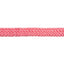 Close-up of the Cashel Flat Braid Halter & Lead in vibrant pink, showcasing the durable, no-rub UV-resistant nylon material. The intricate flat braid design ensures horse comfort and long-lasting performance. This high-quality equestrian accessory is perfect for riders seeking stylish and functional horse tack that resists fading and wear.