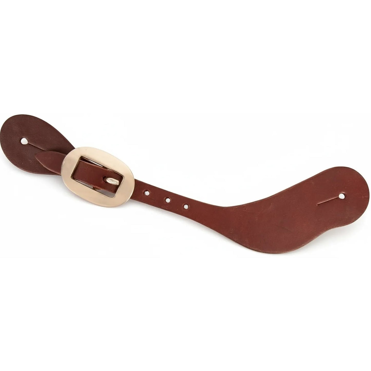 Cashel Handcrafted Cowboy Latigo Spur Straps made from premium chocolate smoothout skirting leather. This Western equestrian accessory features a polished silver-toned oval buckle and adjustable holes for a one-size-fits-most design. The rich dark brown leather strap is shaped for comfort and durability, making it an essential piece of horse riding gear for cowboys and ranch work enthusiasts. High-quality handcrafted leather craftsmanship.