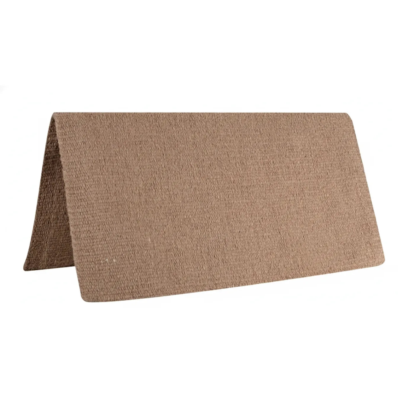Cashel Navajo Saddle Blanket in a natural tan earth tone, expertly crafted from 100% woven wool. This essential piece of Western horse tack features a 1/4-inch thickness and measures 32" x 34". The textured, breathable wool weave offers classic style and durability for horseback riding, making it a functional and aesthetic addition to any equestrian gear collection.