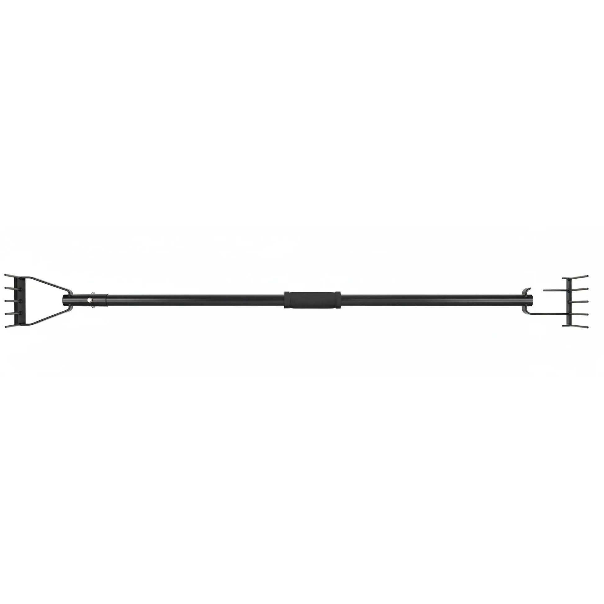 Cashel 50-inch black steel manure fork handle designed for durable stable cleaning. This lightweight tool features a textured central comfort foam grip for ergonomic use and heavy-duty construction. Ideal for horse stall maintenance and barn chores, it offers a sturdy, high-performance handle for long-lasting use in the stable.