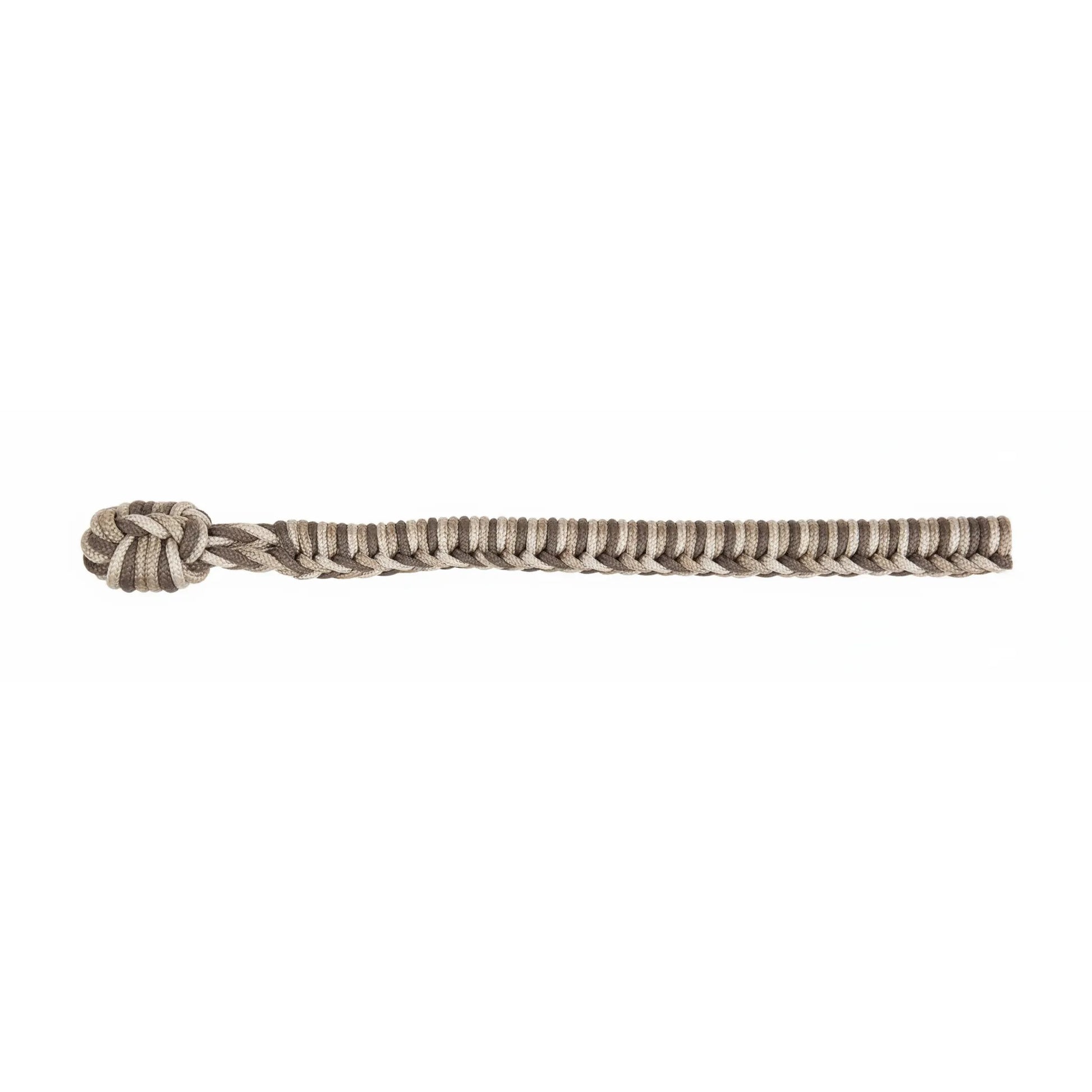 Classic Equine 3-tone braided rope lead for horses, featuring a sophisticated tan, brown, and beige color palette. This durable 9-foot lead rope includes a decorative end knot, making it a stylish and functional piece of western horse tack. Perfect for groundwork or daily handling, this high-quality lead is part of the Classic Equine rope halter set, offering both reliability and a classic aesthetic for equestrians.
