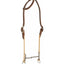 Classic Equine Loomis Gag Bit & Headstall Set in Chocolate. This professional horse training tack features a twisted wire snaffle mouth with tan rope sliding gag cheeks. The premium dark brown leather headstall includes decorative white stitching and two silver buckles for a polished western look. Perfect for barrel racing, training, and performance horses needing responsive communication.