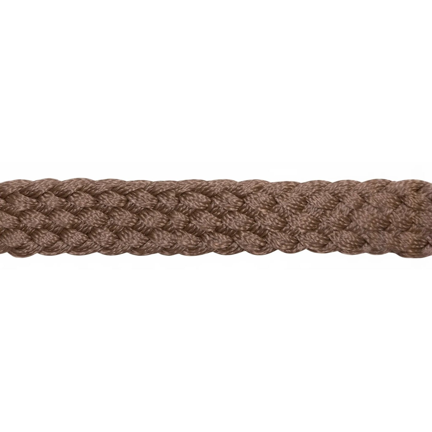 Classic Equine Wide Nose Mule Tape Halter and 8ft Lead in a rich brown color. This detailed view showcases the high-quality, flat braided construction designed for durability and horse comfort. A premium piece of equestrian gear, this mule tape halter is a must-have for Western riders and horse trainers seeking reliable, professional-grade tack.