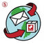 Illustration of a globe with a white mailing envelope and shipping package, surrounded by red circular arrows indicating worldwide movement. Represents the Hooves and Paws flat rate international shipping fee for horse and pet essentials. This $23.99 global delivery option ensures horse lovers and pet owners worldwide can easily order quality equestrian gear and animal care supplies.