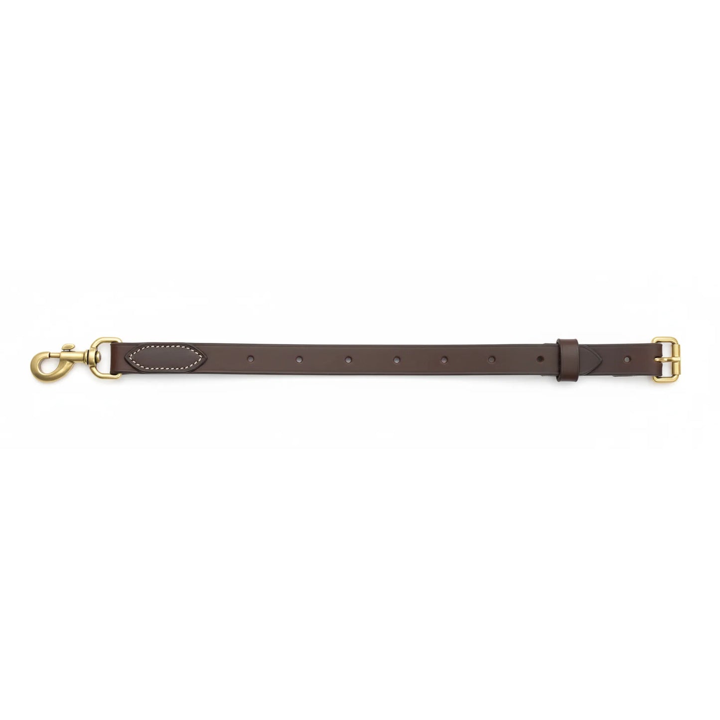 Martin Saddlery 1-inch Biothane Tiedown Strap in rich chocolate brown. This durable, waterproof horse tack features solid brass hardware, a heavy-duty snap hook, and an adjustable buckle for a perfect fit. Engineered with a 1000 lb break strength, this high-performance equestrian gear is ideal for barrel racing, roping, and everyday Western riding.