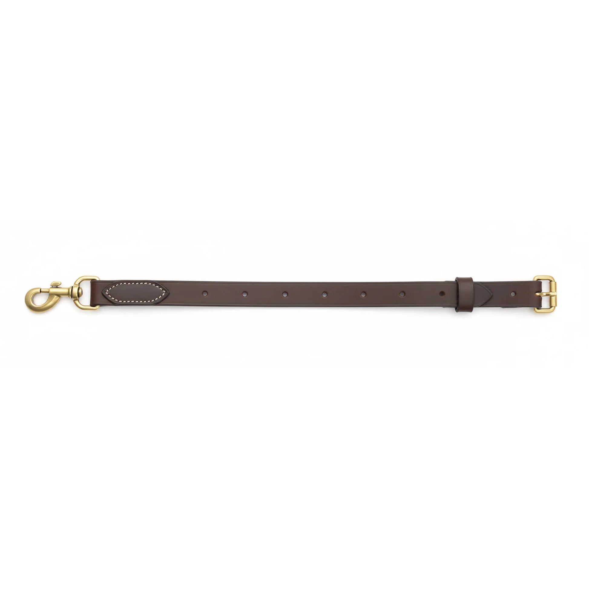 Martin Saddlery 1-inch Biothane Tiedown Strap in rich chocolate brown. This durable, waterproof horse tack features solid brass hardware, a heavy-duty snap hook, and an adjustable buckle for a perfect fit. Engineered with a 1000 lb break strength, this high-performance equestrian gear is ideal for barrel racing, roping, and everyday Western riding.