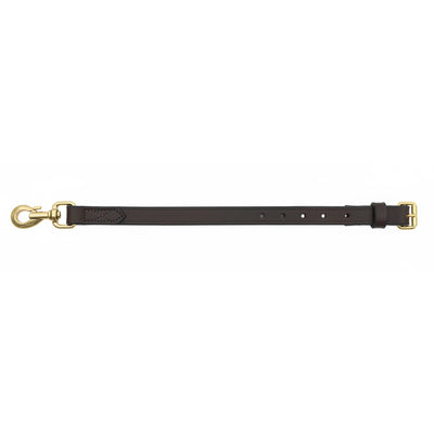 Martin Saddlery Brown Biothane Tiedown Strap, 0.75-inch width. Durable, waterproof horse tack featuring a rich brown finish and premium brass hardware. Includes a heavy-duty snap hook and adjustable buckle for a secure fit. This high-performance equestrian accessory is weather-resistant and easy to maintain, making it ideal for daily riding, training, and western tack enthusiasts.