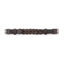 Martin Saddlery Curb Strap crafted from premium dark brown latigo leather featuring intricate blood knots. This Western horse tack accessory includes durable stainless steel buckles on both ends for a secure fit. High-quality leather chin strap designed for horse bridles, combining traditional style with long-lasting performance.