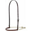 Martin Saddlery Double Rope Leather Noseband featuring a durable dark brown leather headstall strap with an adjustable silver buckle. The nosepiece consists of a sturdy double white rope with a classic brown braided leather wrap over the bridge. This high-grade western horse tack is designed for training and control, blending functionality with a professional aesthetic for equestrians.