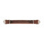 Martin Saddlery Latigo Leather Curb Strap in a rich dark brown finish with elegant white contrast stitching. This high-quality adjustable horse tack features durable stainless steel buckles for a secure fit on any Western bridle. A premium equestrian accessory designed for bit stability and control, handcrafted for long-lasting performance in the arena or on the trail.